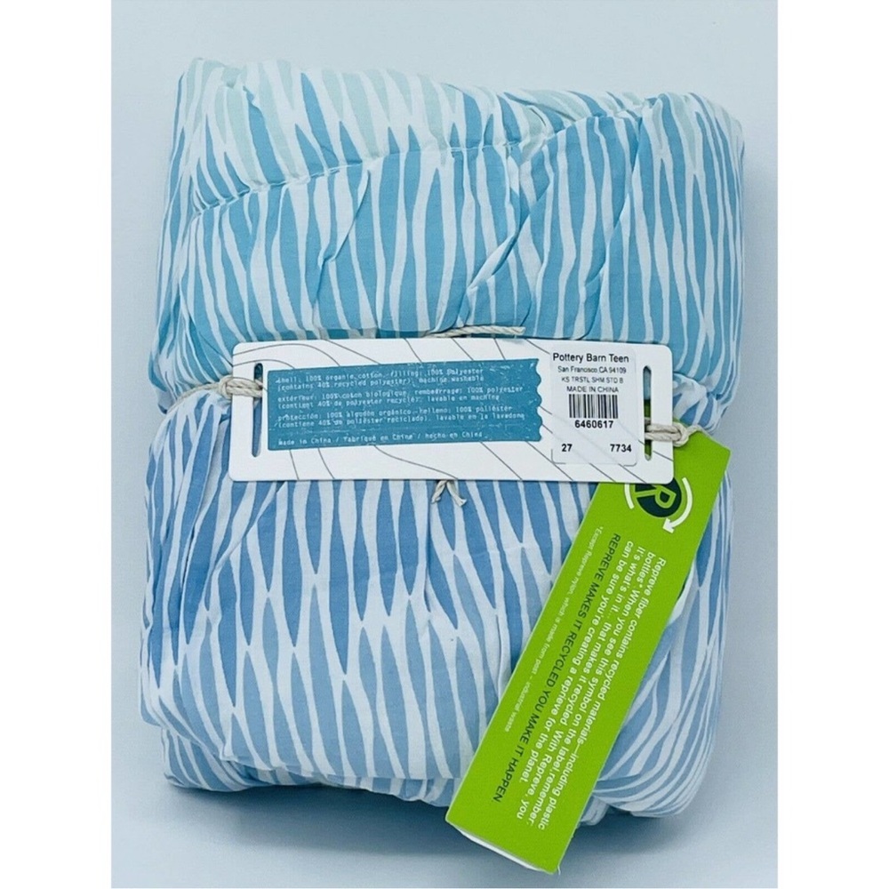 Pottery Barn colab w Kelly Slater NWT teen Blue & white organic pillow sham